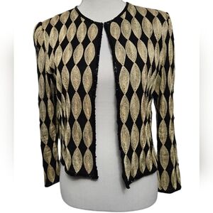 Vintage Camille Marie black and gold special occasion blazer